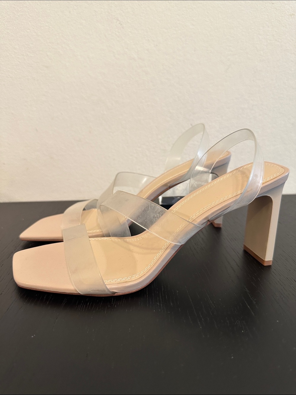 H&M Nude and Clear Strappy Heels Size 7